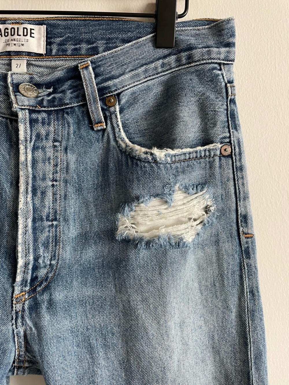 AGOLDE Jamie high-rise distressed skinny jeans raw hem 27 - Picture 3 of 9